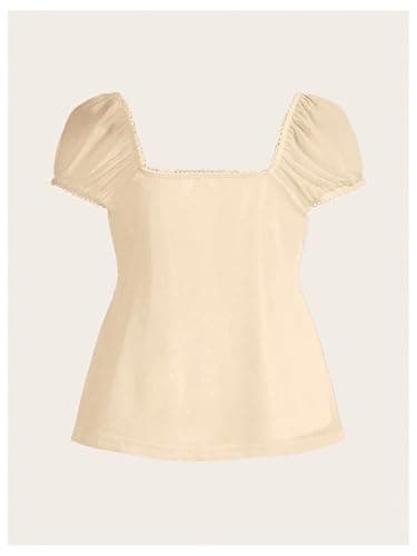 SOLY HUX Women's Square Neck Short Sleeve Peplum Tops Cute Summer Blouse for Teen Girls Babydoll Top T Shirt thumbnail 3