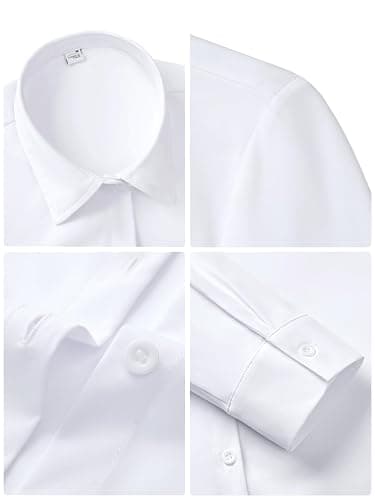 siliteelon Women's Stain Shield Dress Shirts Wrinkle Free Long Sleeve Shirts Solid Work Business Button Down Shirts thumbnail 6