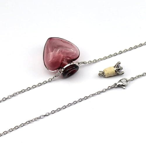 1PC 1PC Colorful Heart Vial Perfume Bottle Necklaces Stainless Steel Chain Make a Wish Aroma Essential Oil Diffuser Pendant necklace Women Jewelry thumbnail 2