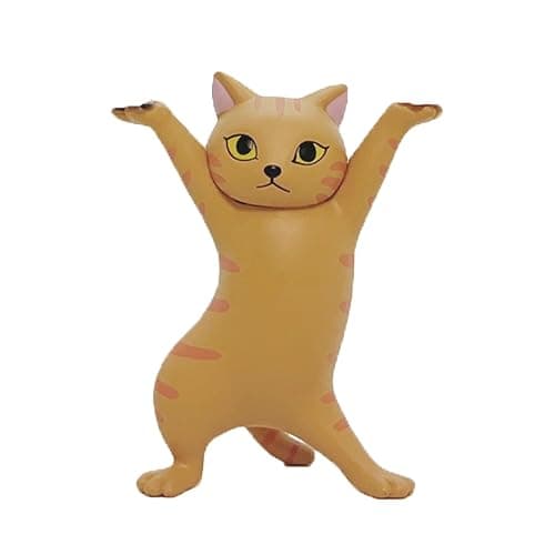 Cute Miniature Cat Figure Animal Characters Toys Mini Figure Collection Playset, Pen Holders Cat (Orange) - Image 1