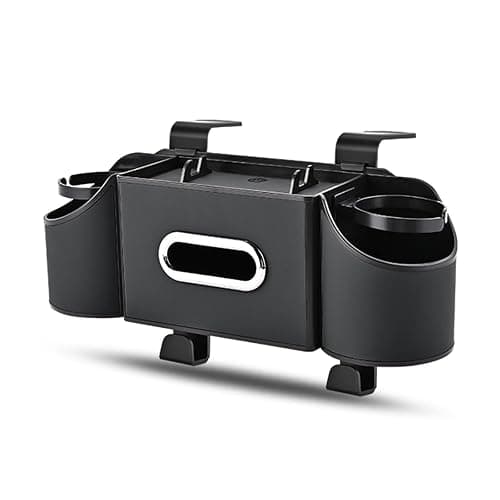 Joezhe Back Seat Car Organizer,4 in 1 Multifunctional Car Back Seat Storage Box with Drink Cup Holder Tissue Box, for Hold Phone,Snacks, Drinks, Handbag-Black thumbnail 3