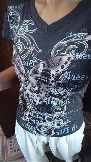 Women Y2k Emo Grunge Shirts 21st Century, Vintage Graphic Baby Tees Short Sleeve Punk Gothic T Shirt Tops Teens Alterwear Going Out Shirt Streetwear Summer thumbnail 2