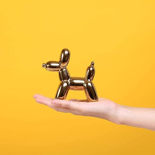 Insiswiner Kleine Tierstatuen, Heimdekoration, Goldfigur, Akzent, glänzende Ornamente, Keramik-Dekoration für Regale thumbnail 4