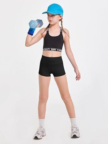 Haloumoning Girls Athletic Shorts High Waist Biker Dance Gymnastics Shorts | Soft stretchy fabric,Comfy Yoga Active Shorts, Yoga,Dance, Gymnastics, Running,Volleyball ,Cheer Shorts thumbnail 4
