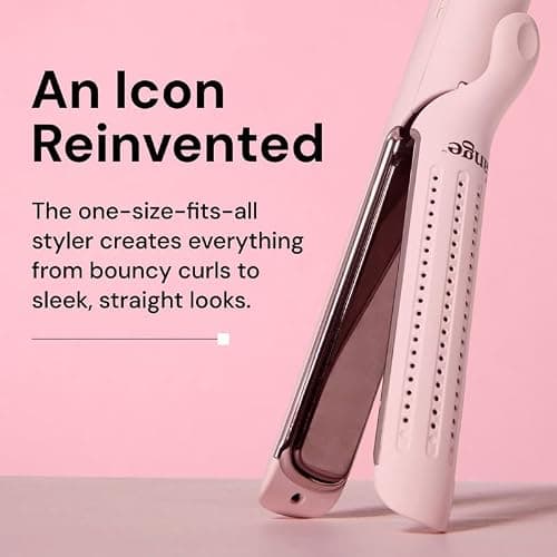 L'ANGE HAIR Le Duo Edge 360° Airflow Titanium Styler Blush | 2-in-1 Flat Iron Straightener & Curling Iron | 1” Wide Titanium Plates with Rounded Corners & Softly Beveled Edges (Blush) thumbnail 2
