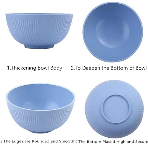PUPOPIK Cereal Bowls Unbreakable 24 OZ, Plastic Bowls Reusable Light Weight Bowl, Microwave and Dishwasher Safe BPA Free Cereal Bowls heat Straw Bowl for Serving Soup and Salad thumbnail 7
