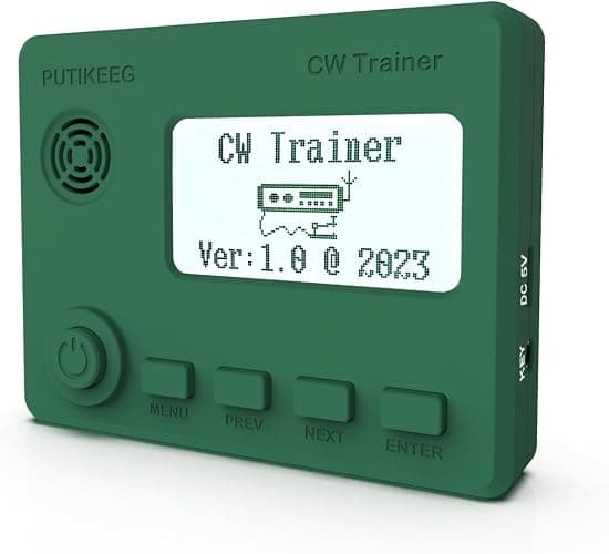 Mini CW Trainer Morse Code Trainer with Display, Moore Simo Wales Code Shortwave Radio Telegraph Key Car Key Learning CW Radio for Telegraph Practice with Charging Cable(Green) - Image 1