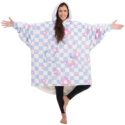THE COMFY Original | Sherpa Lined Microfiber Fleece Wearable Blanket, Oversized Design with Hood and Pocket from Shark Tank - Image 1