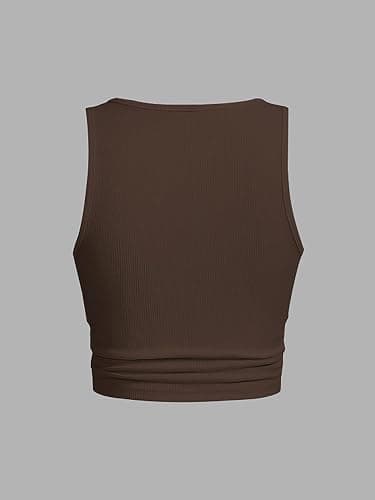 SOLY HUX Women's V Neck Crop Tops Basic Trendy Notched Sleeveless Slim Fit Summer Y2k Sexy Crop Tank Top thumbnail 3