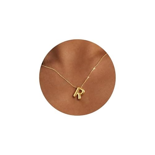 Christmas Gifts Stocking Stuffers for Teen Girls Grandkids Women-Gold Initial Necklaces Teen Girl Gifts Trendy Bubble Letter Pendant Necklace Jewelry Personalized Birthday Gifts for Teens Women thumbnail 2