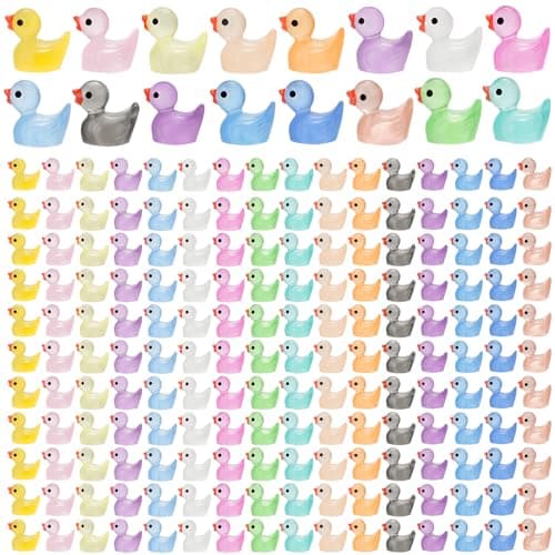 CRTWDMAN 240Pcs Luminous Mini Resin Ducks,Tiny Ducks Glow in The Dark,Little Ducks,Small Ducks to Hide,Miniature Figures for Party Favor thumbnail 2