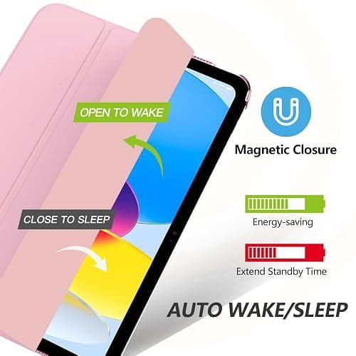 MoKo for iPad (A16) 11th Generation Case 11 Inch 2025, iPad 10th Generation Case 10.9 Inch 2022, Slim Stand Hard PC Translucent Back Shell Smart Cover, Support Touch ID, Auto Wake/Sleep, Flowers Pink thumbnail 4