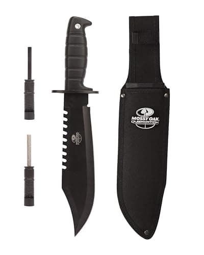 Mossy Oak Survival Hunting Knife with Sheath, 15-inch Fixed Blade Tactical Bowie Knife with Sharpener & Fire Starter for Camping, Outdoor, Bushcraft thumbnail 9