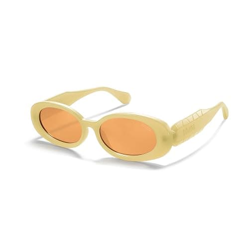 SOJOS Ocean Collection Retro Oval Polarized Sunglasses for Women Men Vintage Recycled Plastic Frame Eco-Friendly, Sunlight - Image 1