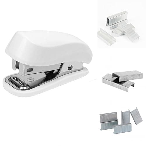White Color Mini Stapler with Staples,Small Cute Stapler for Desk,Gift for Student or Office Use (White) - Image 1