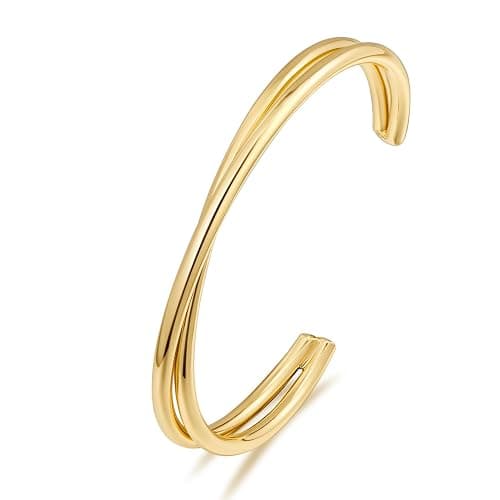 CLASSYZINT Silver/Gold Twisted Cuff Bracelet For Women Opening Chunky Cuff Bracelet Women - Image 1