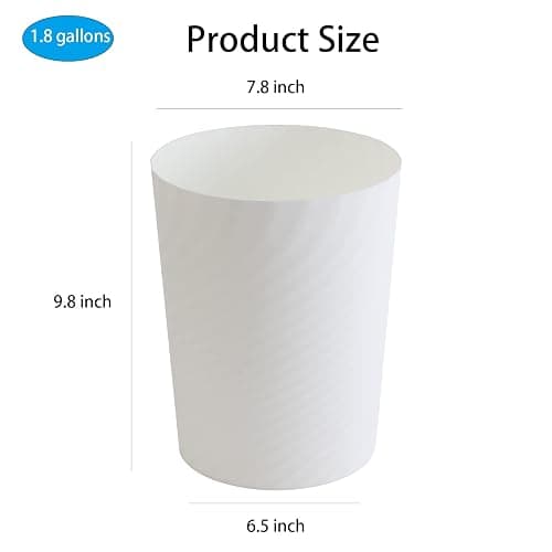 UUJOLY Plastic Small Trash Can Wastebasket, Garbage Container Basket for Bathrooms, Laundry Room, Kitchens, Offices, Kids Rooms, Dorms, (White, 1.8 Gallon) thumbnail 7