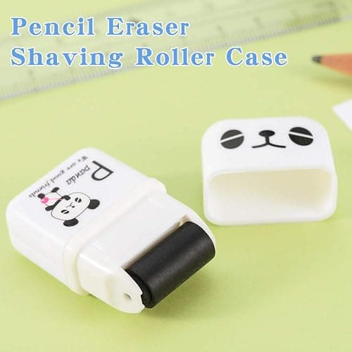 Sooez 12 Pack Pencil Erasers, Cute Erasers Pencil Eraser with Clean up Roller Pencil Eraser Shaving Roller Case Erasers for Party Favors Gift Supplies thumbnail 3