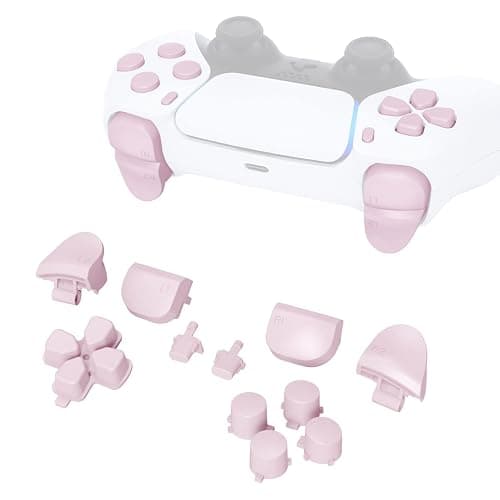 eXtremeRate Replacement D-pad R1 L1 R2 L2 Triggers Share Options Face Buttons, Cherry Blossoms Pink Full Set Buttons Compatible with ps5 Controller BDM-010 & BDM-020 - Image 1