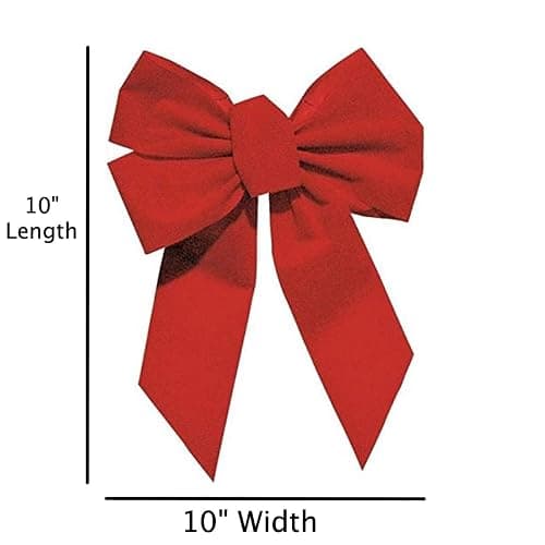 Rocky Mountain Goods Red Bow - Christmas Wreath Bow - Great for Large Gifts - Indoor/Outdoor use - Waterproof Velvet - Attachment tie Included for Easy Hanging (10-inch) thumbnail 3