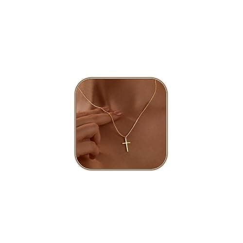 HERIER Cross Necklace for Women - 18K Gold Plated Cross Pendant Necklace Dainty Simple Gold Cross Necklace Tiny Gold Cross Necklaces for Women Trendy Gold Jewelry for Women Gift - Image 1