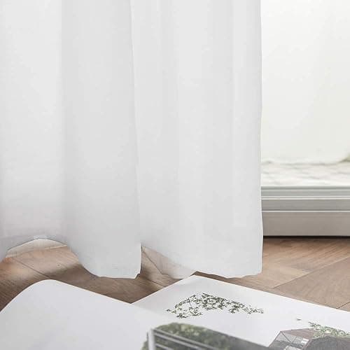 MIULEE 2 Panels Solid Color White Sheer Curtains Elegant Grommet Window Voile Panels/Drapes/Treatment for Bedroom Living Room (54X84 Inch) thumbnail 6