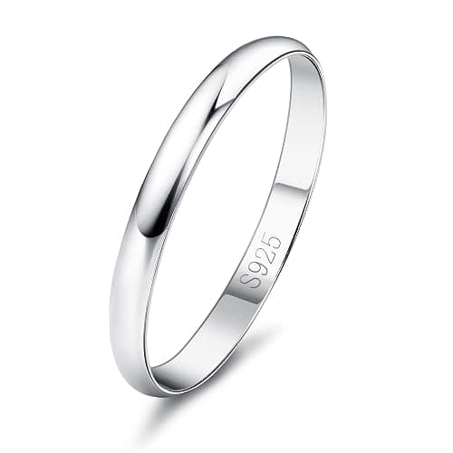 Diamday S925 Sterling Silver Rings for Women Men High Polished Sterling Silver Band Thumb Stackable Ring Comfort Fit 1mm 2mm 4mm - Image 1