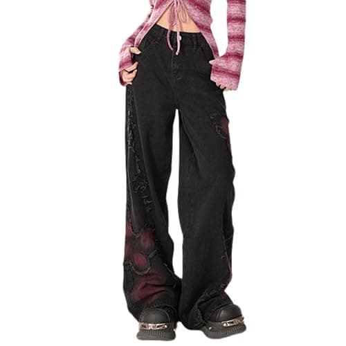 Hugboom Baggy Pants for Women Girls Cute Jeans Y2k Pants Star Straight Leg Streetwear Clothing thumbnail 2