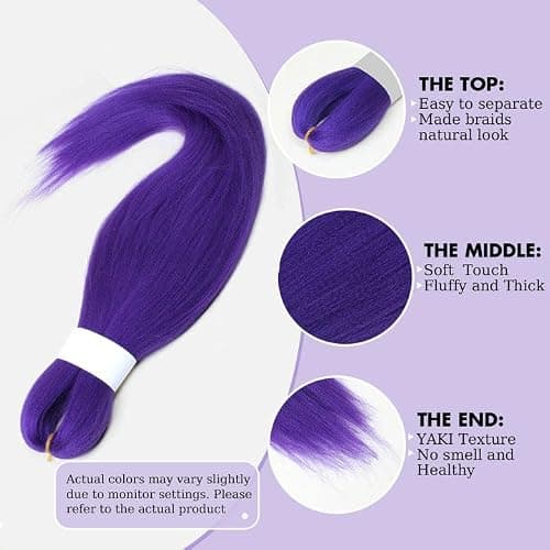 Siphis 26 inch Long Purple Braiding Hair Pre Stretched Synthetic Braiding hair Extensions for Braids, Purple Hair Extensions for Stage Party Halloween Costume Cosplay thumbnail 3