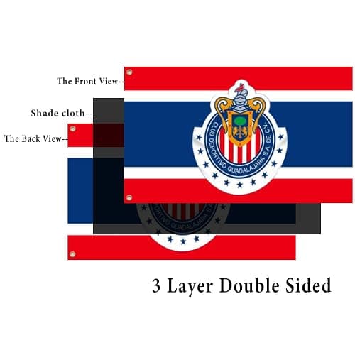 YukaBa 3Ply Double Sided Chivas Fans Flag Banner - Guadalajara 3x5 ft Mexico Soccer/Futbol Flag thumbnail 3