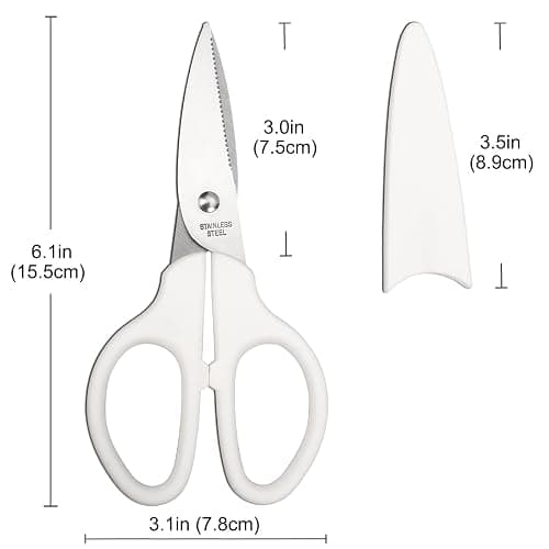 YOUGUOM 6in White Scissors, Multipurpose for Office School Crafts Sewing | Comfort Grip, Stainless Blades, Left/Right Hand, Cuts Cardboard, Fabric for Home Classroom, Teacher Desk, w/Protective Cover thumbnail 3