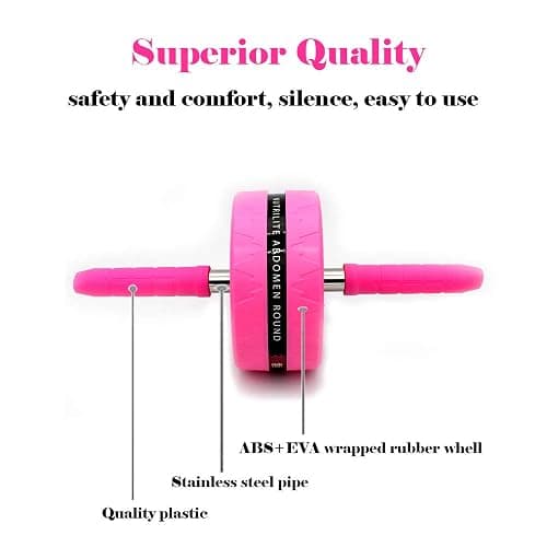 BiJun Ab Roller Wheel for Abs Workout - Complete Home Gym Set with AB Wheel Roller, Knee Mat, and Jump Rope (Pink) thumbnail 3