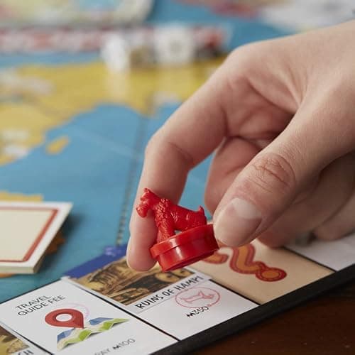 Monopoly Hasbro Reise um die Welt, für Familie und Kinder, ab 8 Jahren, mit Stempelsteinen und trocken abwischbarem Tablett, Mehrfarbig thumbnail 8