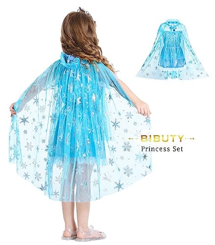Kids Princess Dress Up Clothes for Little Girls, BIBUTY Pretend Play & Dress Up Princess Costume Set with Princess Dresses Crown Cape for Little Girls, Princess Toys Gifts for 3-6 Toddler Little Girls thumbnail 8
