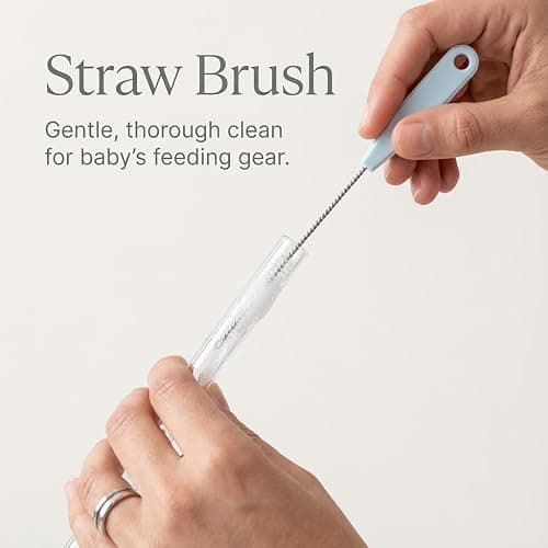Ariseno 5-in-1 Baby Bottle Cleaner Set, Including Nylon & Silicone Bottle Brush, Cap, Straw & Nipple Brushes, BPA-Free (Grey) thumbnail 8