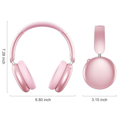 Wentronic Y06 Noise Cancelling Headphones,58H Playtime and 5 EQ Music Modes Wireless Over Ear Bluetooth Headphones with Microphone,Lossless Audio,Multipoint Connection,Foldable,Lightweight,Pink thumbnail 8