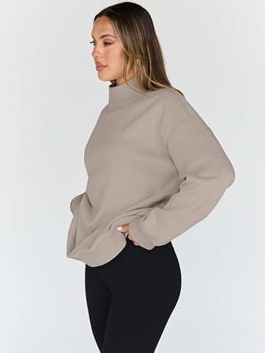 Trendy Queen Womens Oversized Sweatshirts Turtleneck Pullover Long Sleeve Hoodies Tops Fall Fashion Outfits 2025 Clothes thumbnail 3