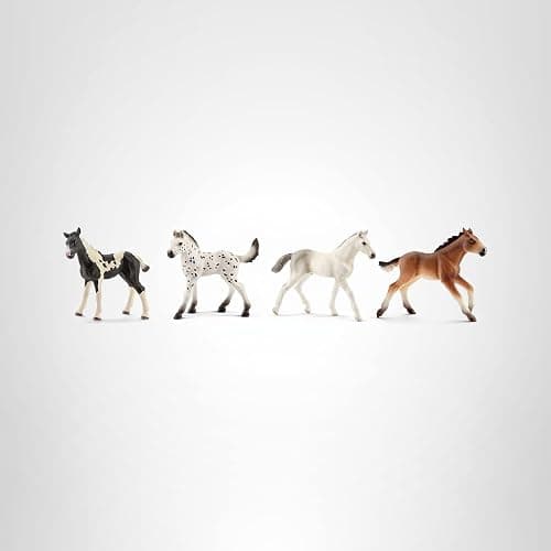 Schleich Horse Club - 4PC Foal Horse Toy Playset - with Pinto, Knabstrupper, Holsteiner and Mustang Figurine Horses for Girls and Boys - Realistic Farm Animal Figures for Kids Ages 5+ | 77586 thumbnail 6