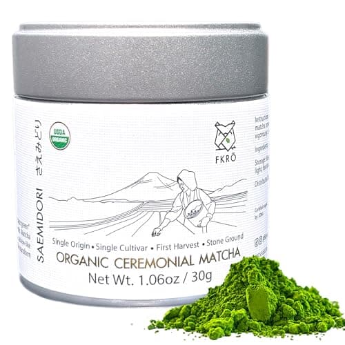 FKRO Organic Saemidori Ceremonial Grade Matcha Green Tea Powder | Single Cultivar 1st Harvest | Stone-Ground, Air-Flown Monthly from Japan | 30g Tin - Image 1