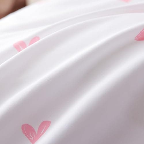 Sedefen Housse de Couette 140x200 cm cœur Rose Rayures Ado Adultes Parure de Lit 1 Personne avec Fermeture Éclair Filles Housse Couette en Microfibre avec 1 Taie d'oreiller 65x65 cm - Rose Coeur Réversible - 140x200cm+65x65cm*1 thumbnail 5