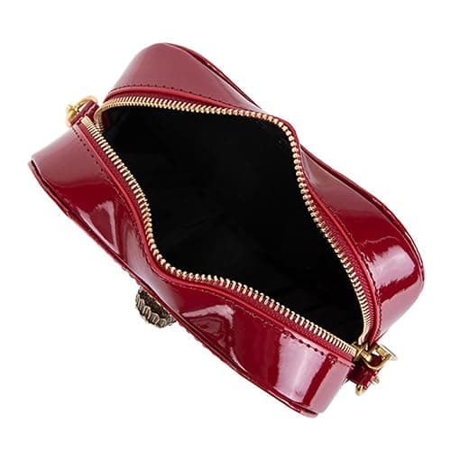 Rejolly Rainbow Stripe Heart Shaped Purse for Women Crossbody Bag Metallic PU Leather Shoulder Bag with Chain Strap - Burgandy thumbnail 5