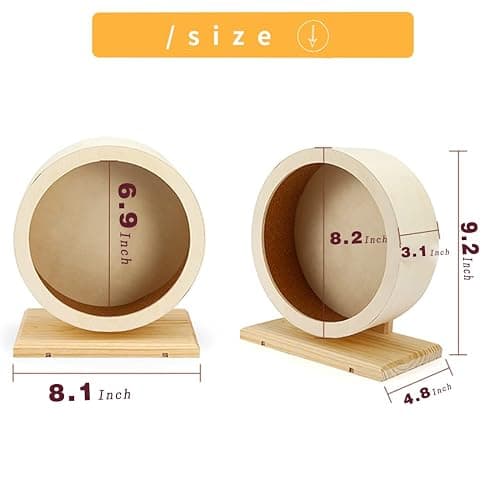 antiai Hamster Wooden Silent Wheel, Small Animal Exercise Wheel Accessories, Quiet Spinner Hamster Running Wheels Toys for Hamsters,Guinea Pig, Gerbils, Mice and Other Small Pets,8.2' Medium Size thumbnail 5