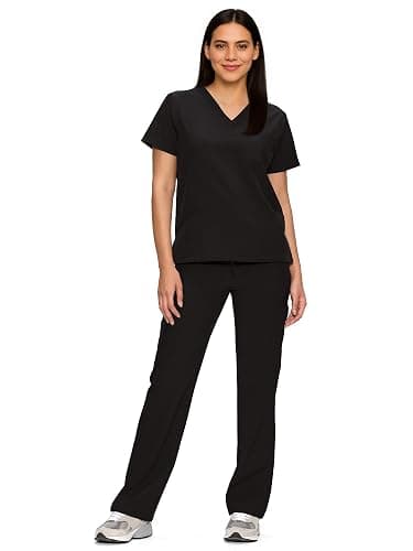 floralhue Scrubs for Women Set, Medical Women Scrubs, V-Neck Top and Straight Leg Pants with 11 Pockets (Relaxed Fit) - Image 1