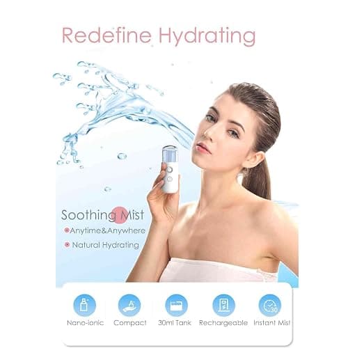 GIVERARE Nano Facial Steamer, Handy Mini Mister, USB Rechargeable Mist Sprayer, 30ml Visual Water Tank Moisturizing&Hydrating for Face, Daily Makeup, Skin Care, Eyelash Extensions-Blue thumbnail 3