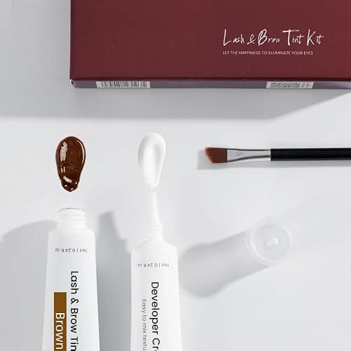 Eyebrow Color Kit, Professional Formula Eyelash and Brow Color Kit with Complete Tools for Salon Or at Home Use, Natural Ingredients Long Lasting Safe & Easy to Use - Brown thumbnail 2