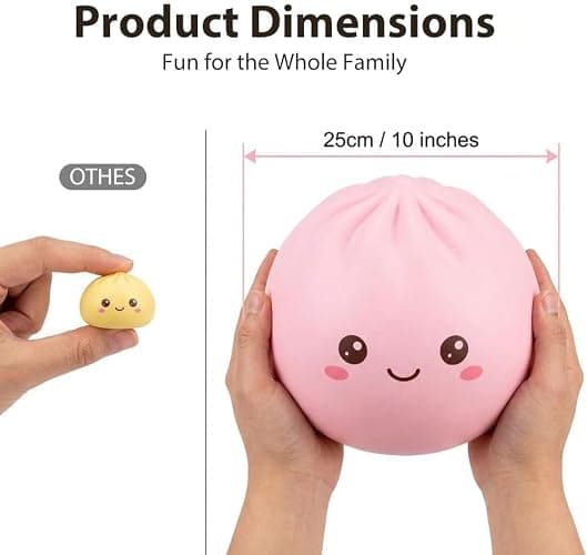 Giant Dumpling Cute Squishy Jumbo Size,4/ 6/10 InchSoft Slow Rising Stress Ball, Large Dumpling Cute Squishy for Desk Office Home Study Adults, Fun Fidget Item for Stress Relief (Cololful, 4inch) thumbnail 2
