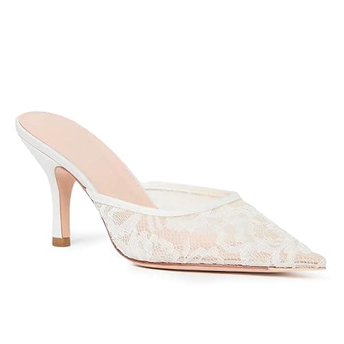 KIFIWUI Mesh Kitten Heels Mules for Women Closed Pointed Toe Slip on Backless Stiletto Slingback Low Heels Dress Pumps Shoes - Image 1