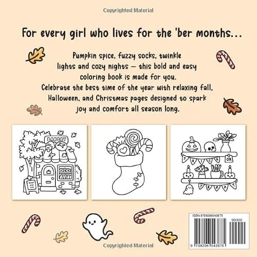 Cozy Girl Season: Bold and Easy Coloring Book for Adults & Teens, Featuring Fall, Halloween, and Christmas Designs | Simple, Cute Illustrations for Hygge and Relaxation (Cozy Girl Series) thumbnail 2