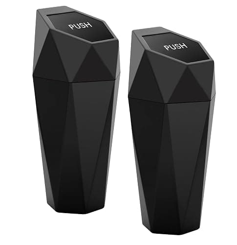 Ginsco 2 Pack Car Trash Can with Lid, Cup Holder Garbage Can for Car, Garbage Bin Cars Accessories for Interior, Leakproof Small Trash Bin, Mini Trash Can for Cars, Home, Bedroom, Office (Black) - Image 1