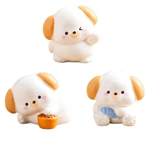 3 Pcs Mini Dog Figurines Miniature Resin Animals Little Puppy Toys Dollhouse Accessories for DIY Moss Landscape Garden Ornament Home Decors - Image 1